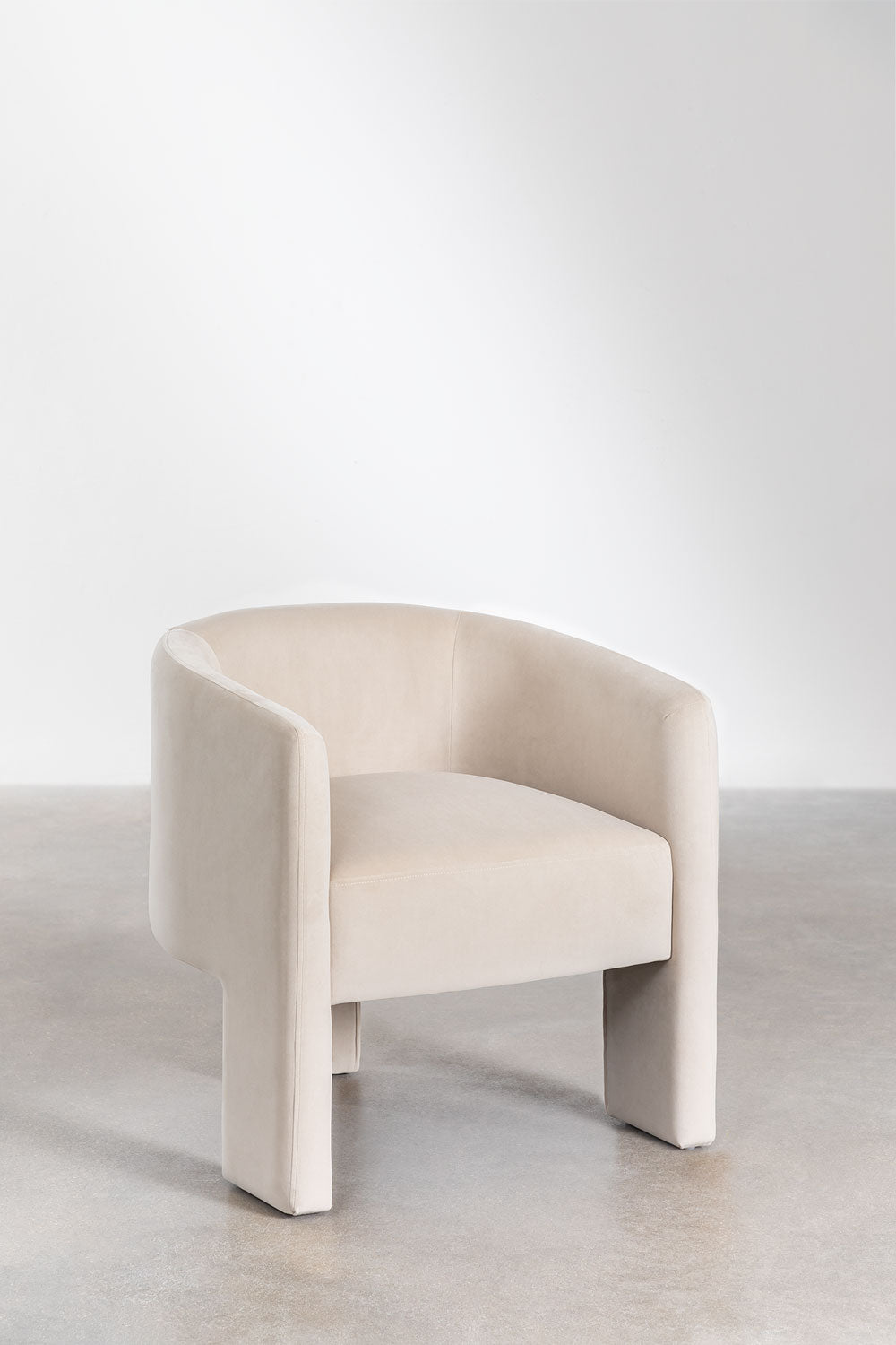 Velvet armchair KASTIA, natural