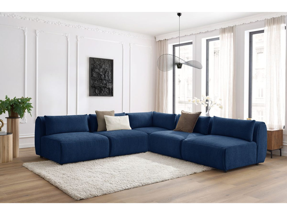 Kampinė sofa JEANNE, 4 moduliai + kampas, tamsiai mėlyna detalės vaizdas
