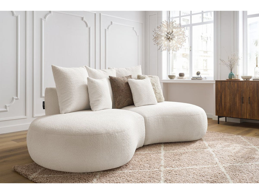 Sofa 3 vietų SAINT-GERMAIN, bouclé, balta su pagalvėlėmis