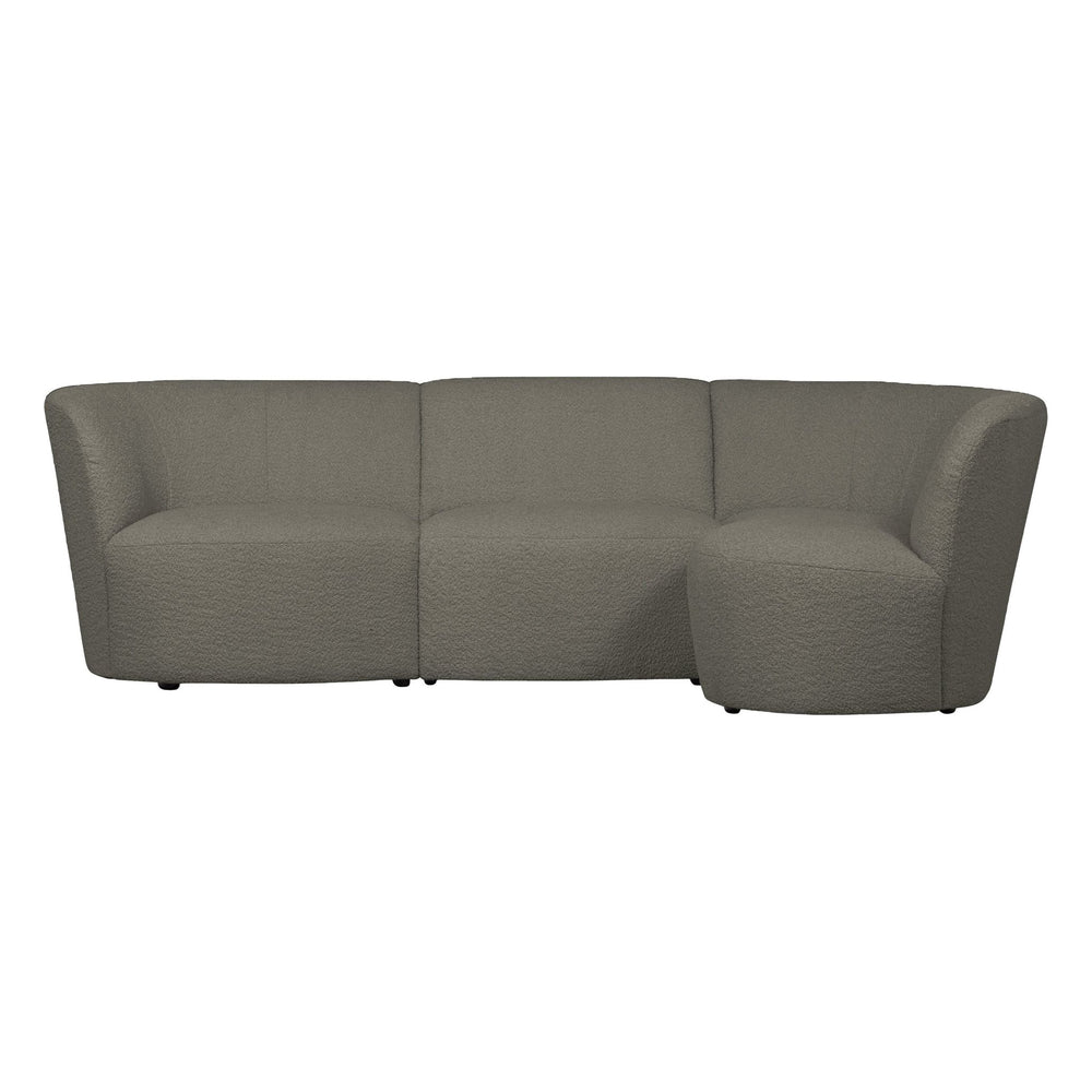 "Coco" 3 vietų užapvalinta sofa, dešinė pusė, BouclÉ, šiltai žalia - Namų Idėja