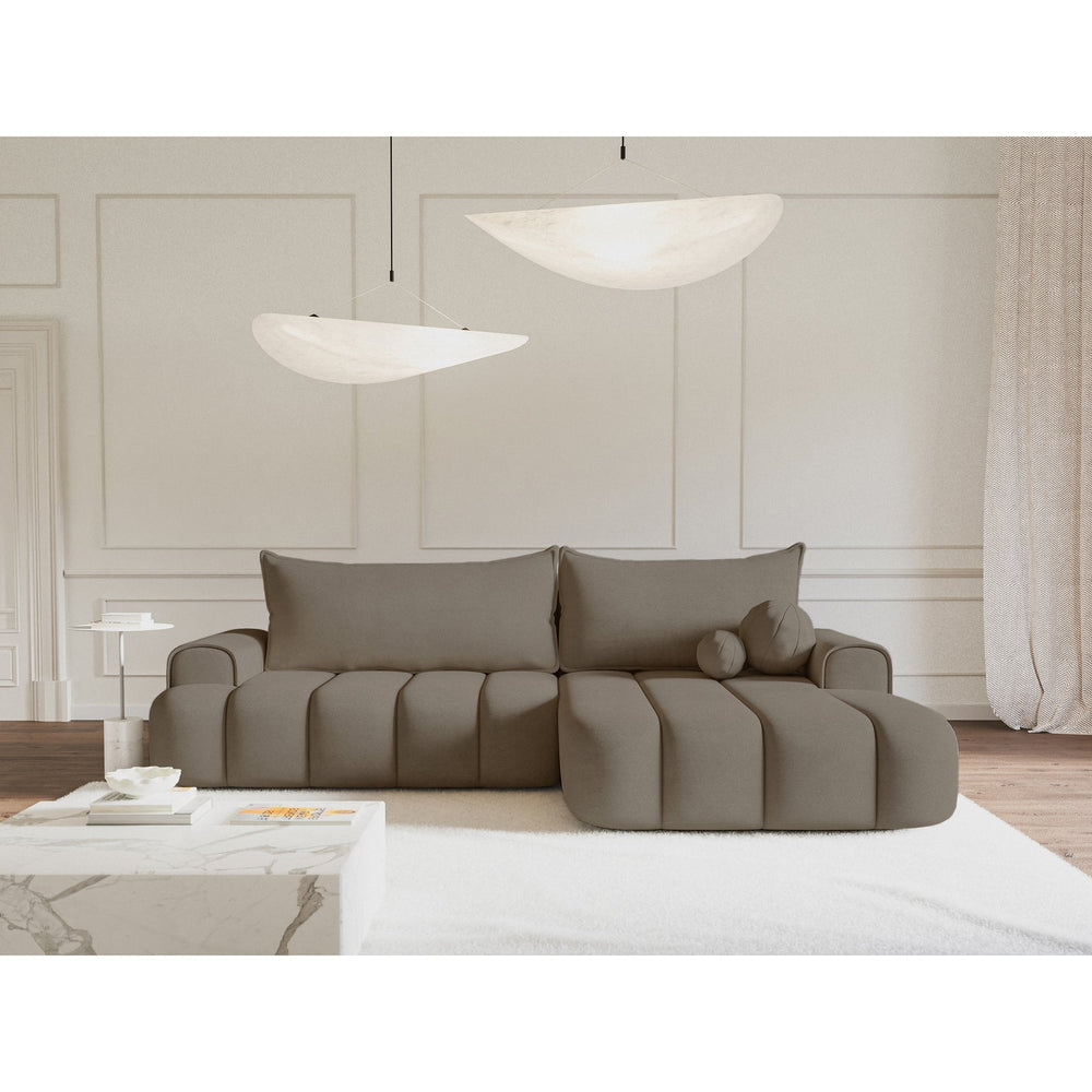 Kampinė sofa-lova DANDELINO, tamsiai smėlinė, dešinė
