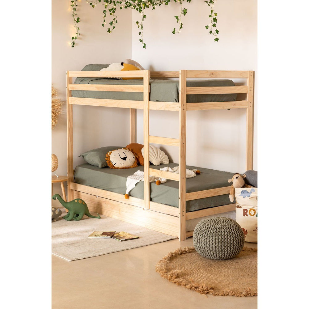 Medinė, dviaukštė lova COALA, 90 cm., pušies mediena