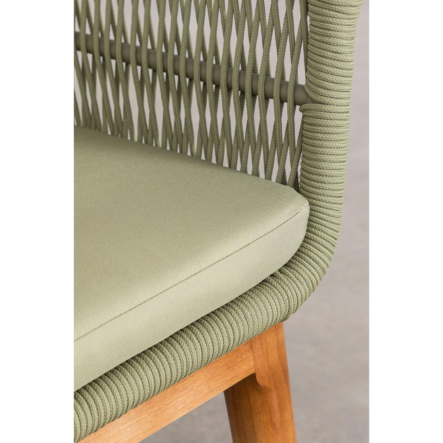 Lauko valgomojo komplektas PARK, stalas (90-150x90 cm), 6 vnt. sodo kėdės, žalia spalva