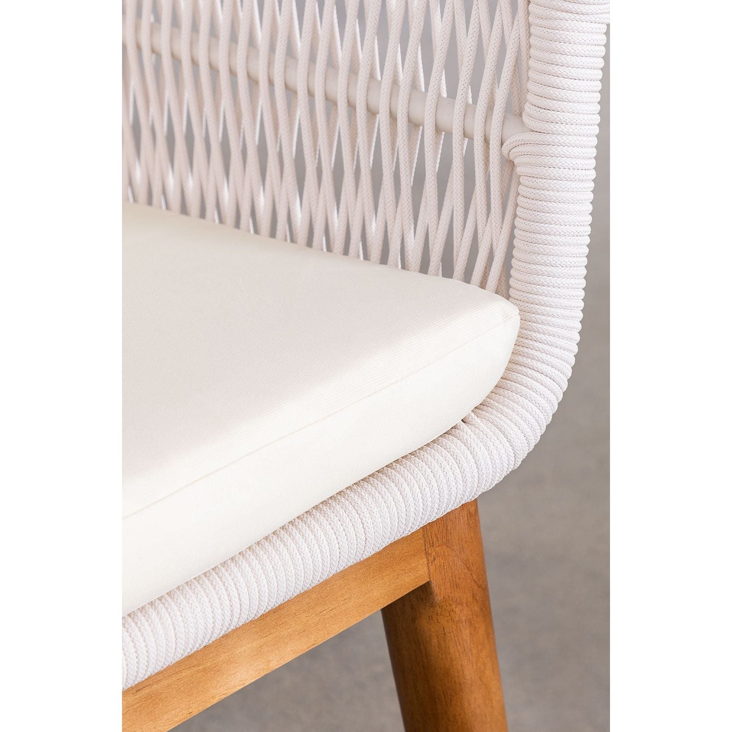 Lauko valgomojo komplektas PARK, stalas (90-150x90 cm), 6 vnt. sodo kėdės, balta spalva