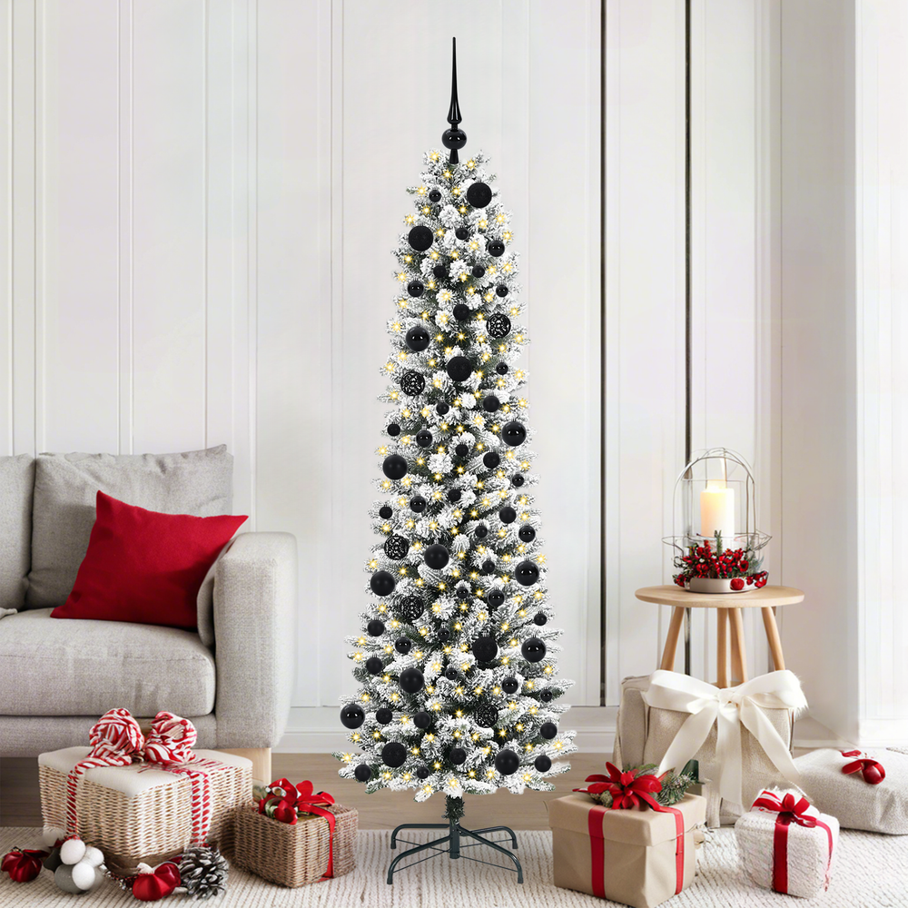 Artificial Christmas tree SHINE WINTER, with 300 LED stand Green and white 180 cm.