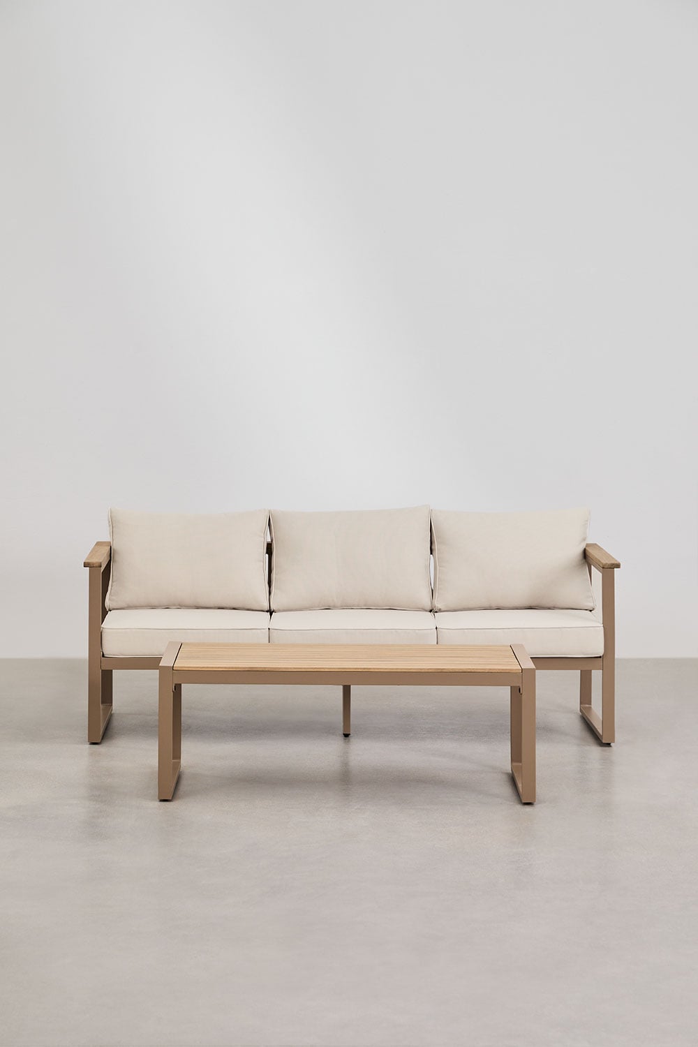 Set ALCANTO, three-seater, dark brown