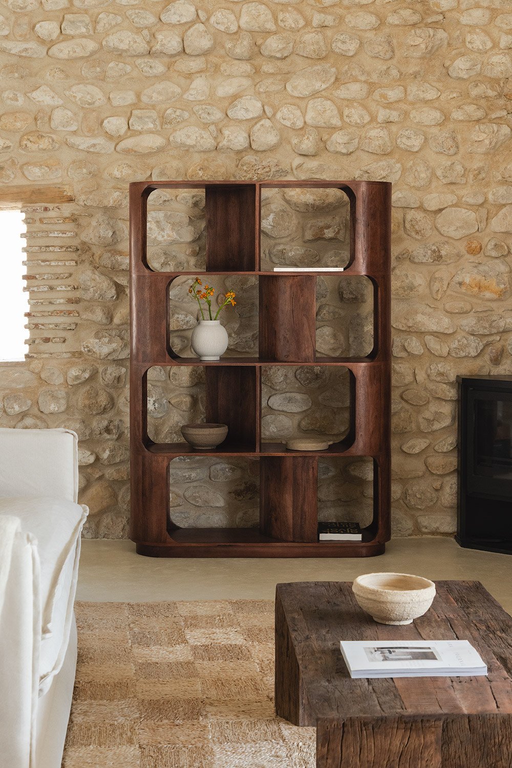 Medinė lentyna DIEPE, tamsi mediena, 170x120 cm