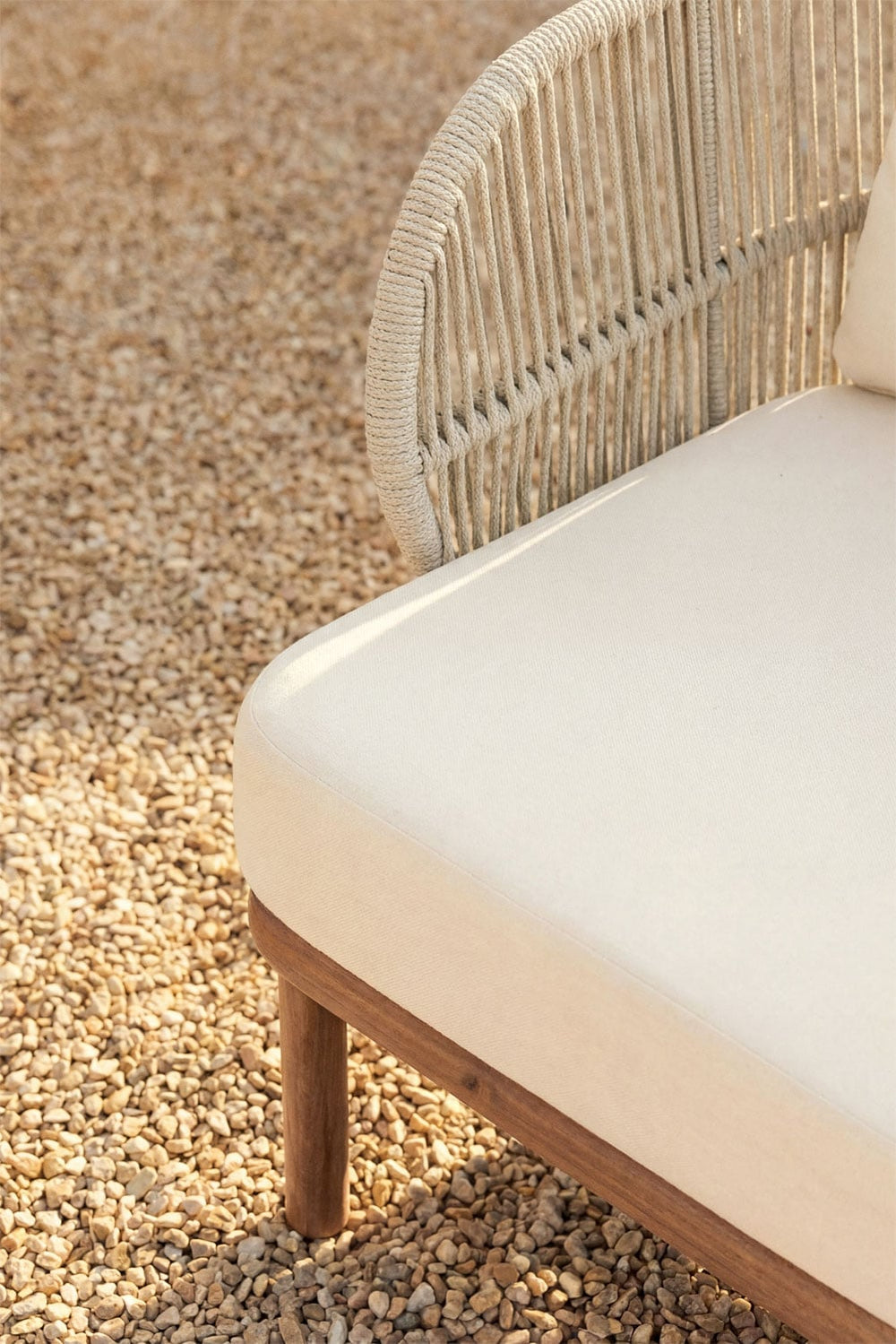 Outdoor armchair CORAL, acacia, cream