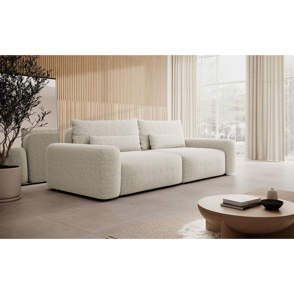 Sofa lova CARNA, kreminė spalva, boucle