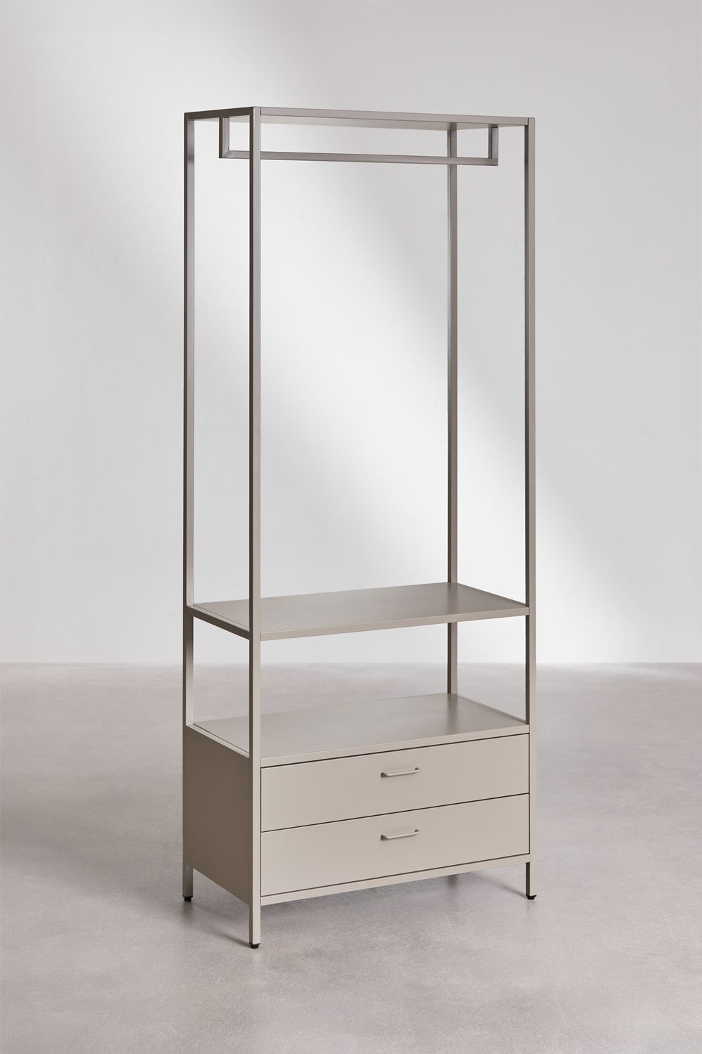 Spinta su šoniniu stalčių bloku ir pakabinamomis konstrukcijomis | namuideja.lt | spinta su stalčiais