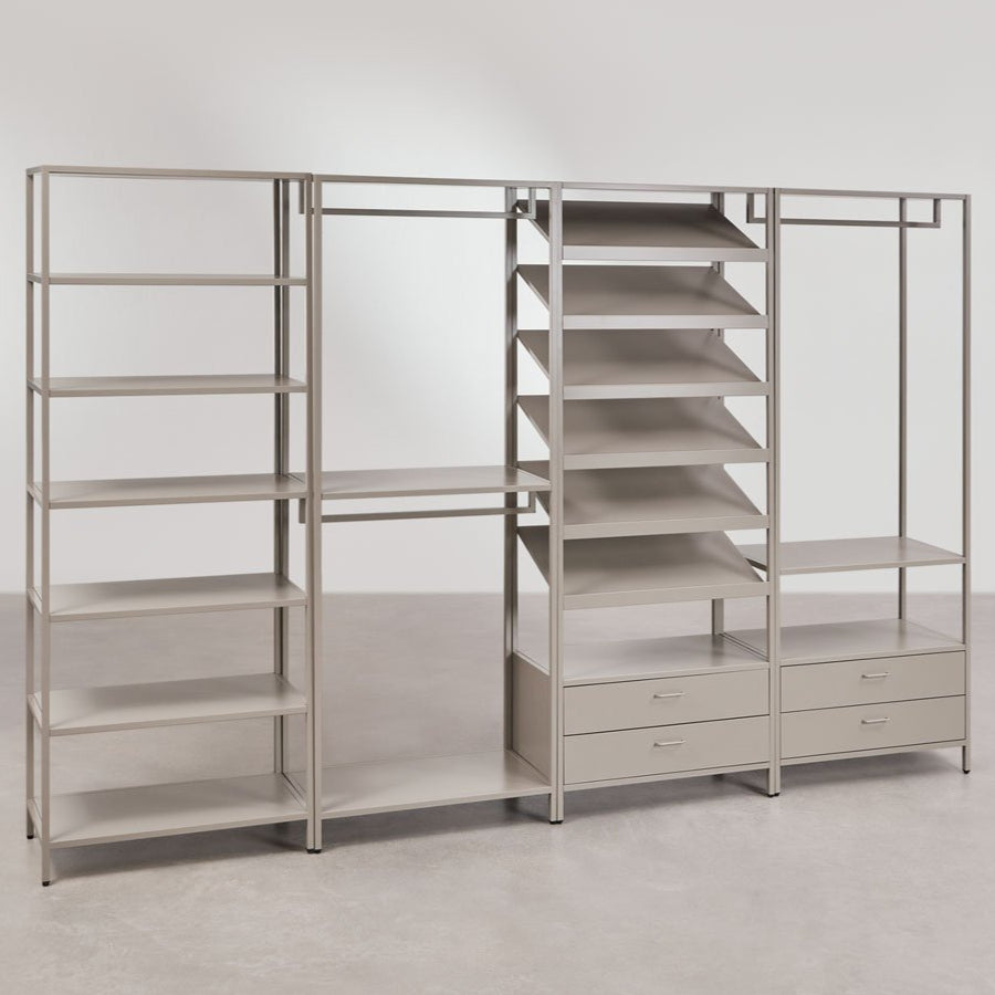 Plieninė spinta su įžambinėmis lentynomis batams | namuideja.lt | spinta su batų laikymu