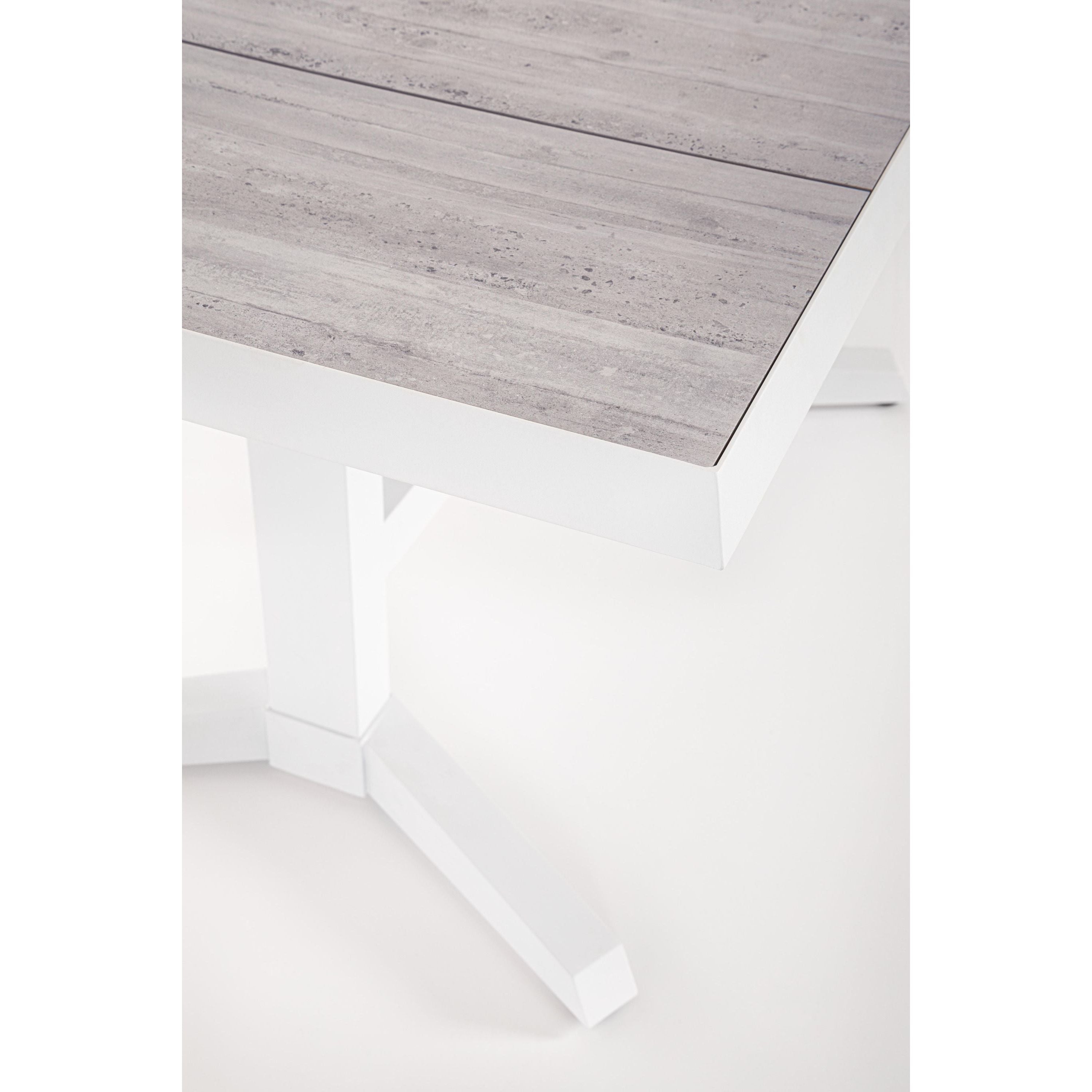 ROBERT prasiilginantis lauko valgomojo stalas, 143/183x88cm, baltas