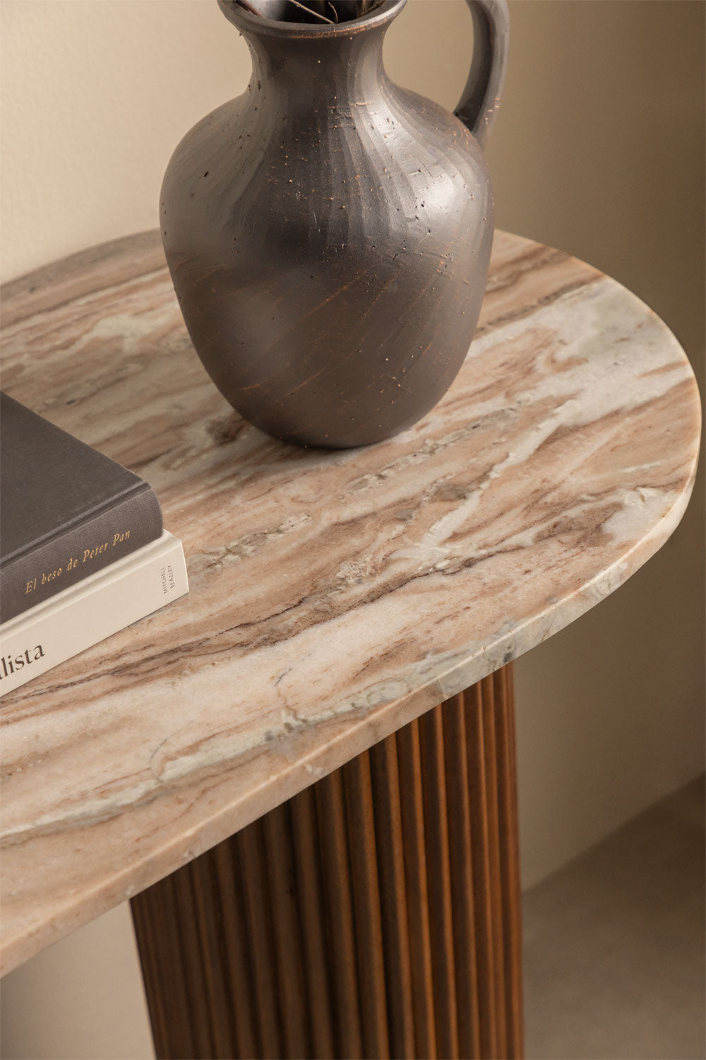 GINARIA console table in marble and mango wood, 110x45 cm