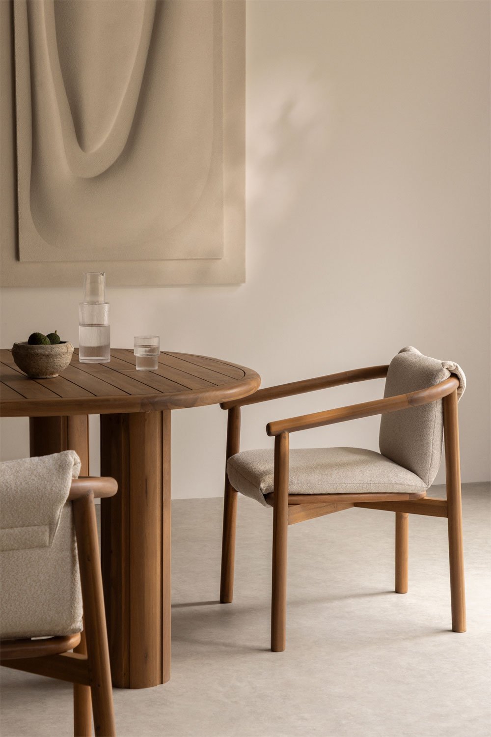 ELMORA dining chair, with armrests, acacia wood