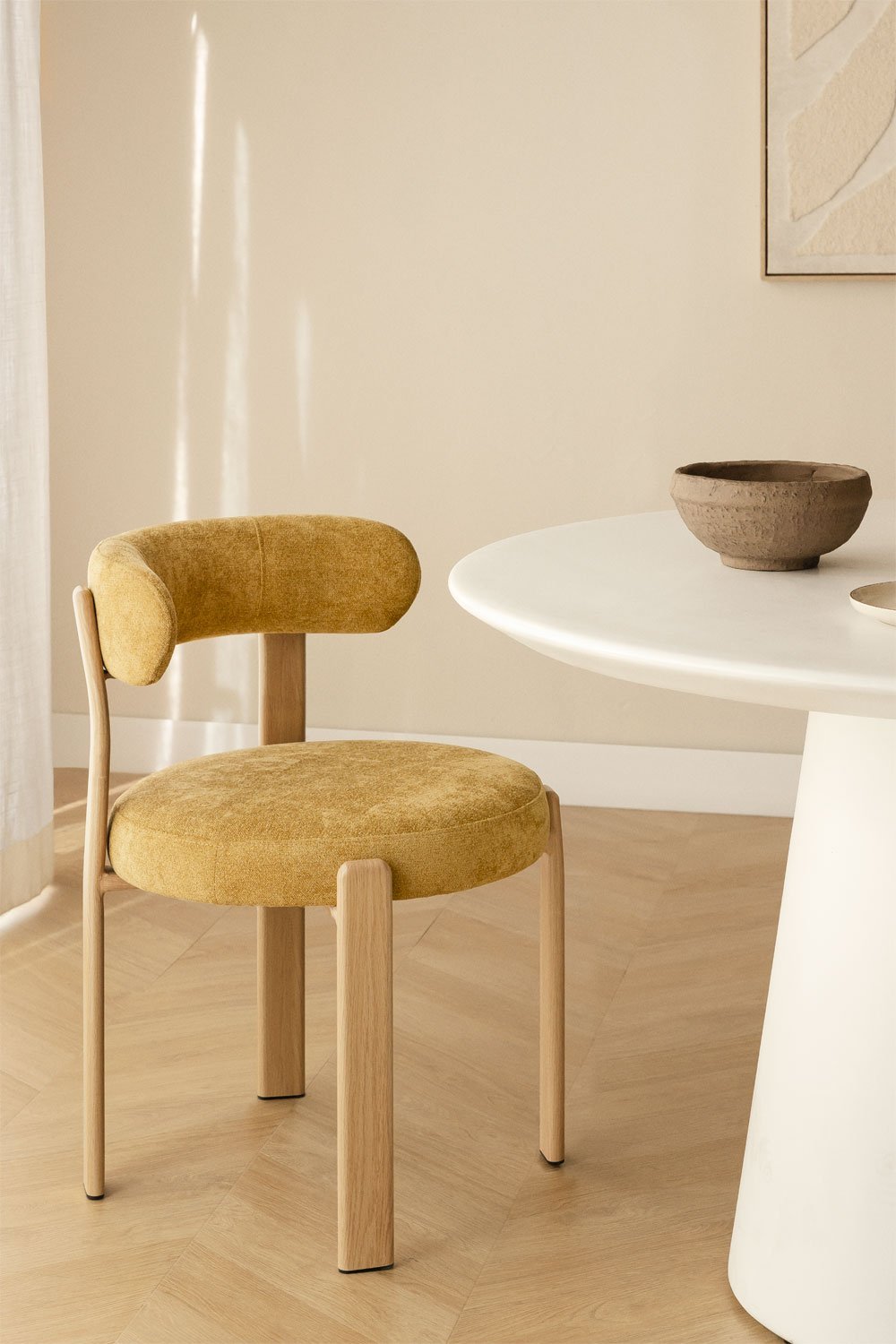 Dining chair JOLIE, natural color, mustard color