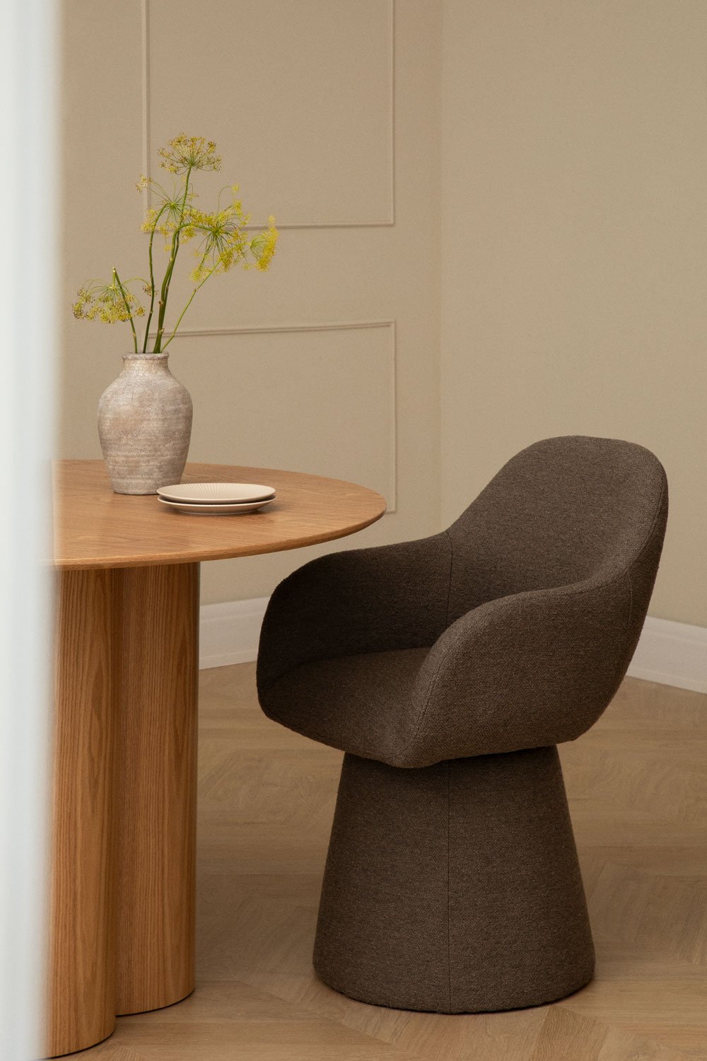 Valgomojo kėdė ENRIKE, ruda boucle