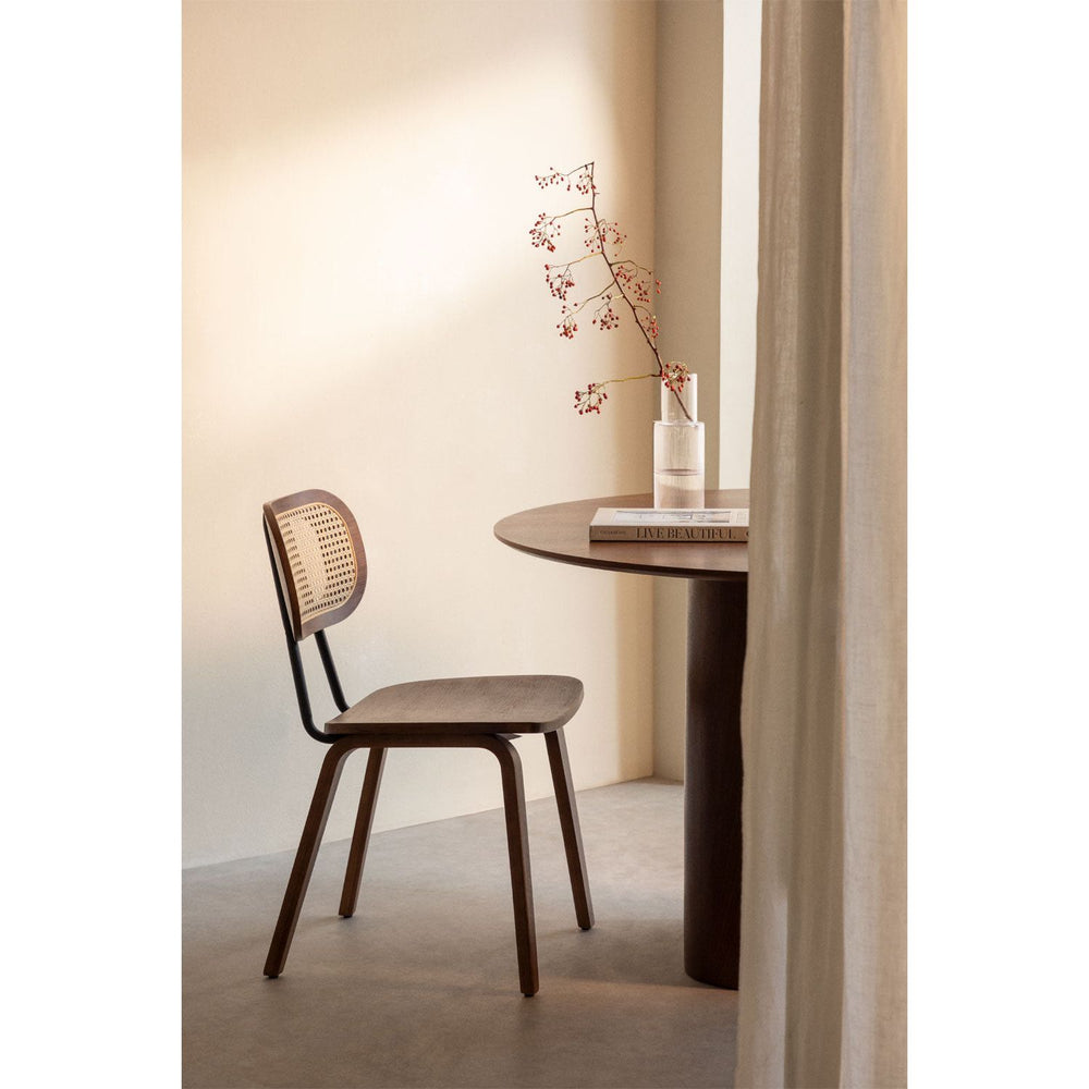 Dining chair KAYLIA, wood and rattan