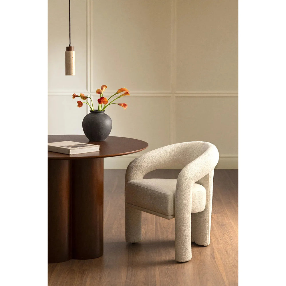 Dining chair GRECA, bouclé, white