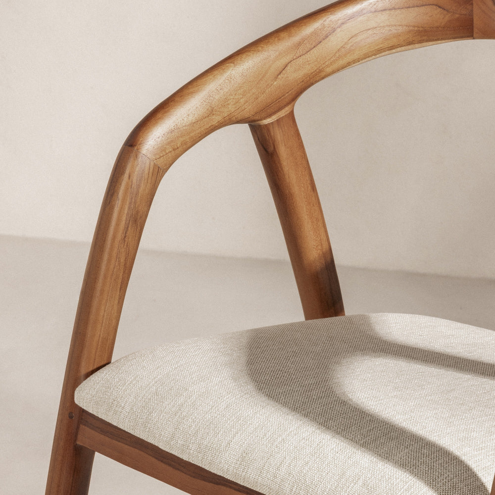 Dining chair TORCHE, teak, natural/cream