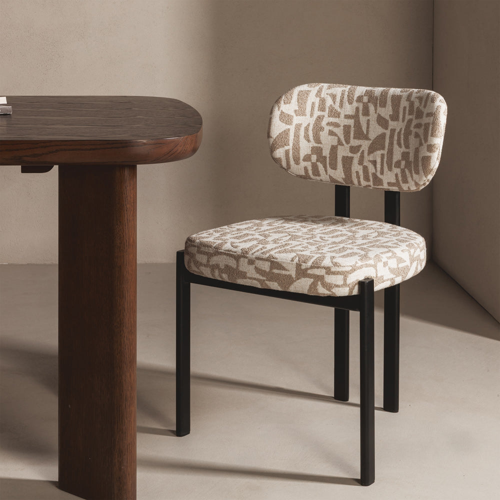 ELODIE chair, cream sand pattern/black legs
