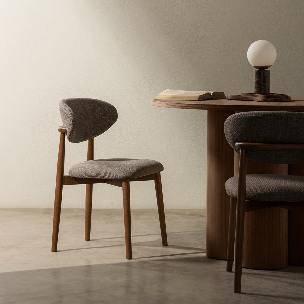 Chair MELONE, dark grey/light walnut