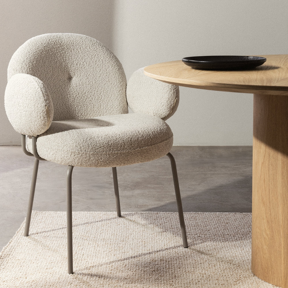 Armchair ECLAIR, beige, rounded