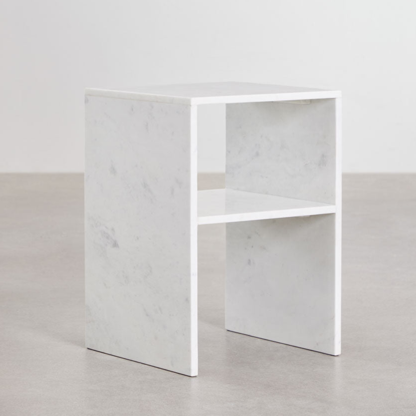 Kavos staliukas GABRIELA, 35x35 cm, baltas marmuras