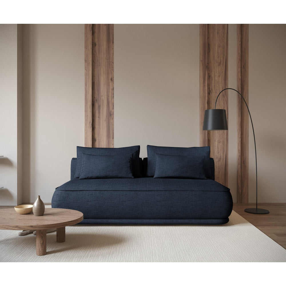 Sofa-lova LINVERA, tamsiai mėlyna šenilas – kampinė perspektyva