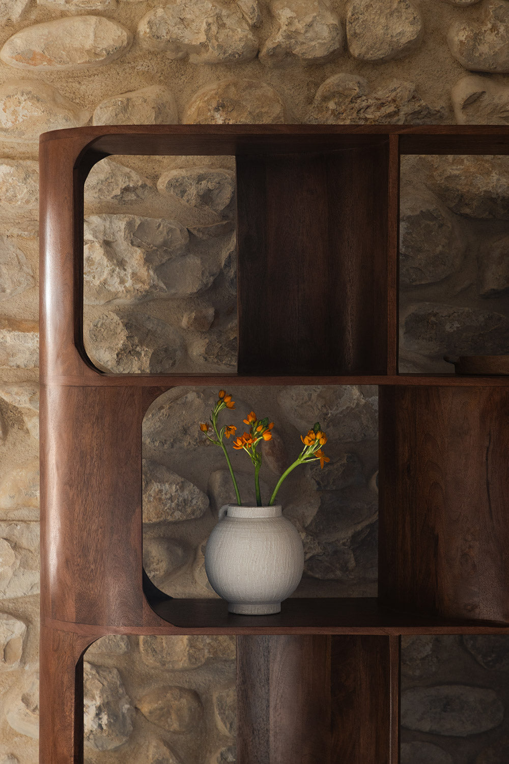 Wooden shelf DIEPE, dark wood, 170x120 cm