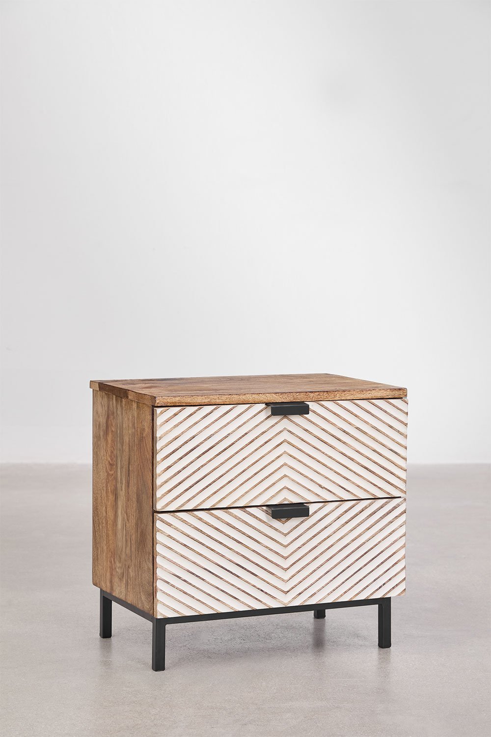 Medinė naktinė spintelė LOROURA 50x35 cm su dviem stalčiais