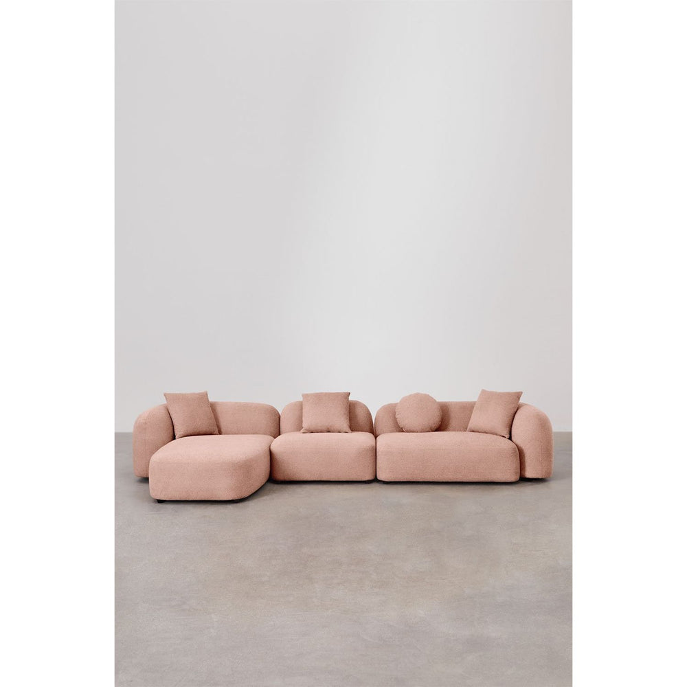 Kampinė, modulinė sofa LUCIA, kairė, rausva