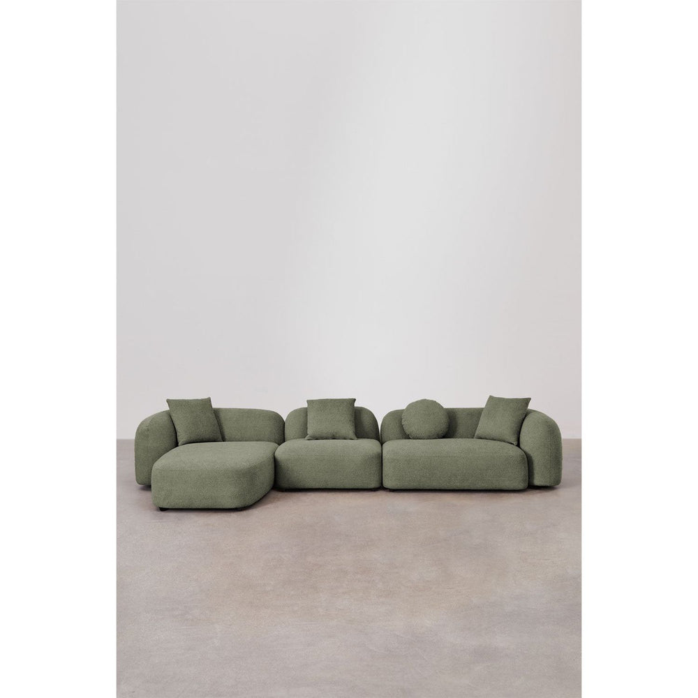Kampinė, modulinė sofa LUCIA, kairė, žalia
