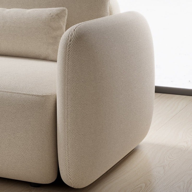 Kampinė sofa-lova MOSAICO, kairinė, smėlio, boucle