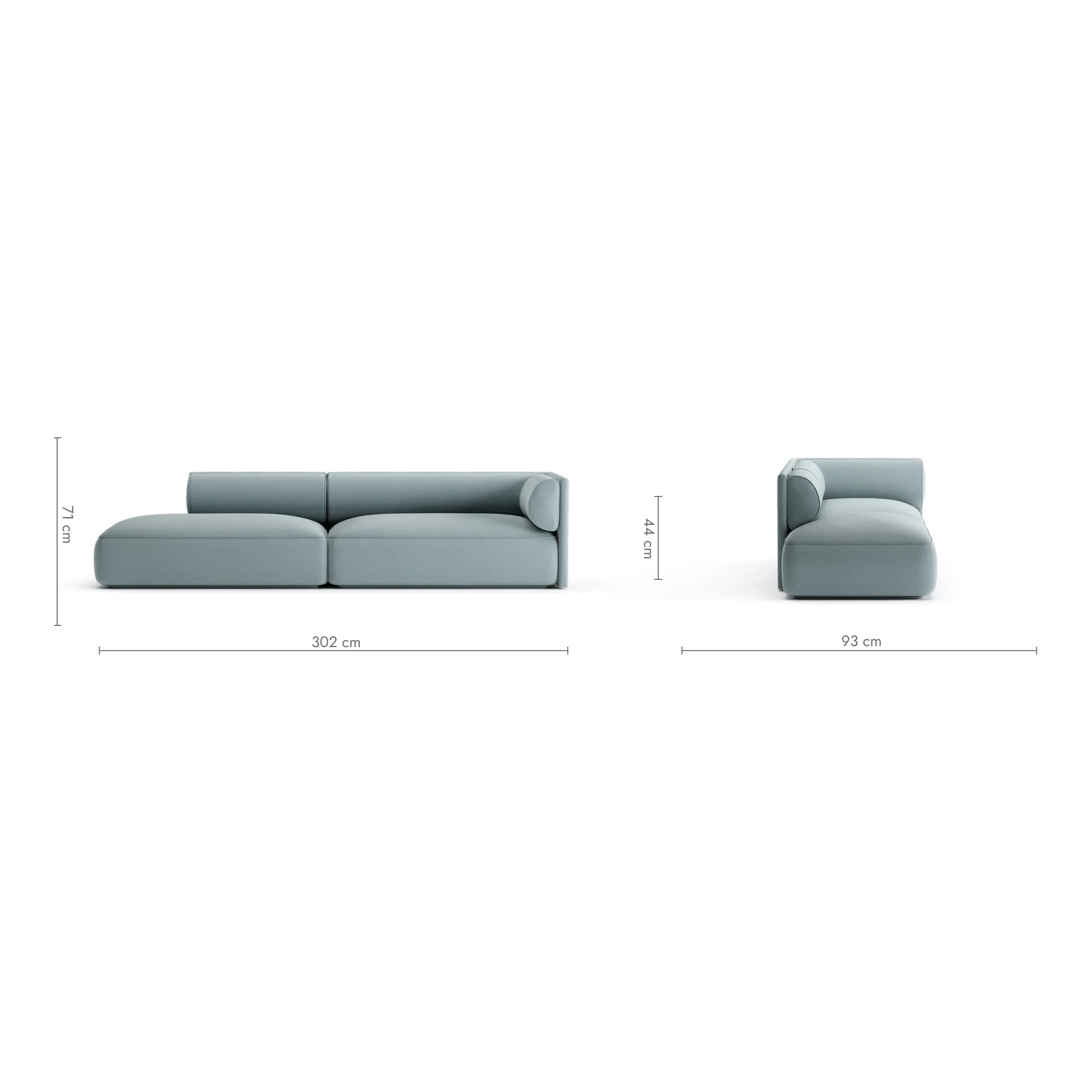 MOOD 4 vietų sofa, migdolų spalva, dešinė pusė