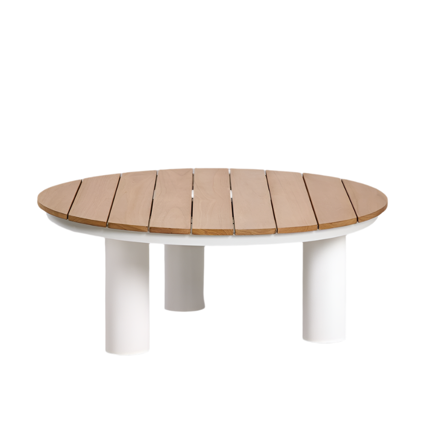 Apvalus lauko staliukas MOLLY Ø80 cm, tikmedis ir aliuminis