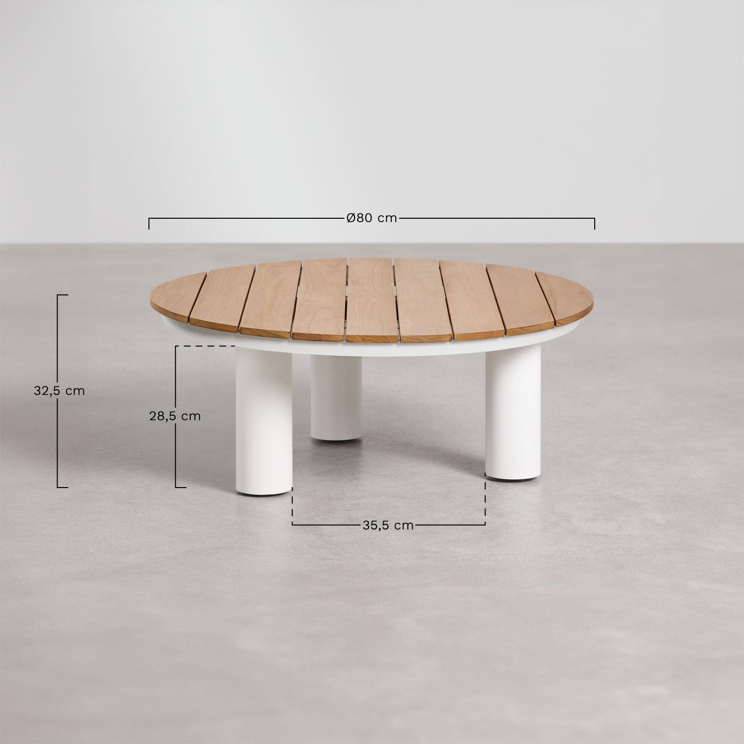 Apvalus lauko staliukas MOLLY Ø80 cm, tikmedis ir aliuminis