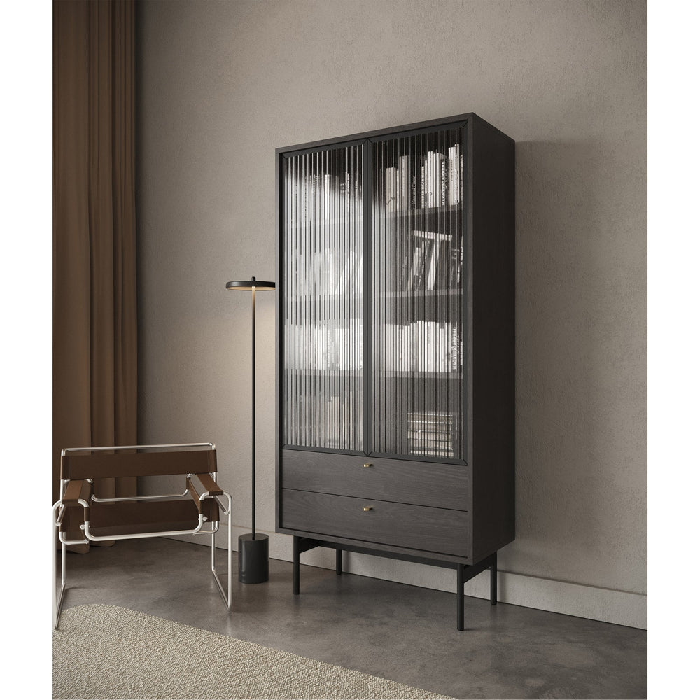 Aukšta vitrina OLAR, juoda, 85 cm