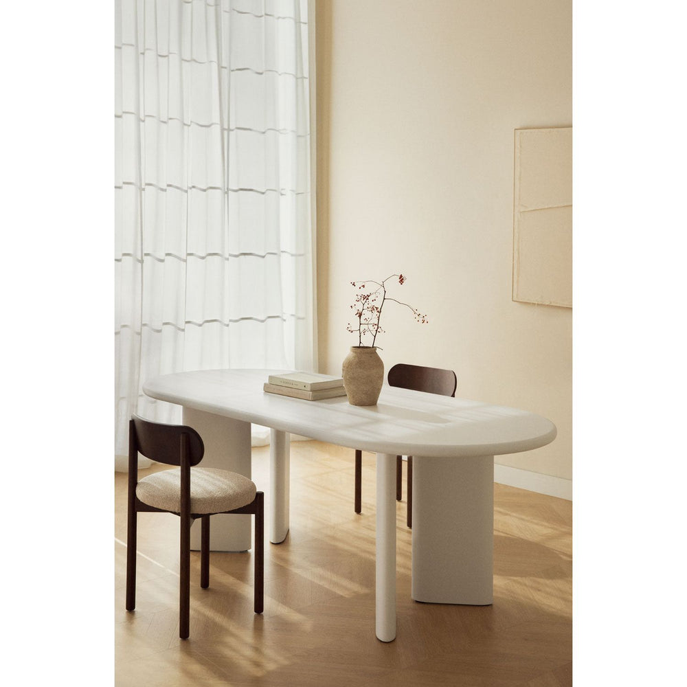 Valgomojo stalas LOULOU, ovalus, baltos spalvos