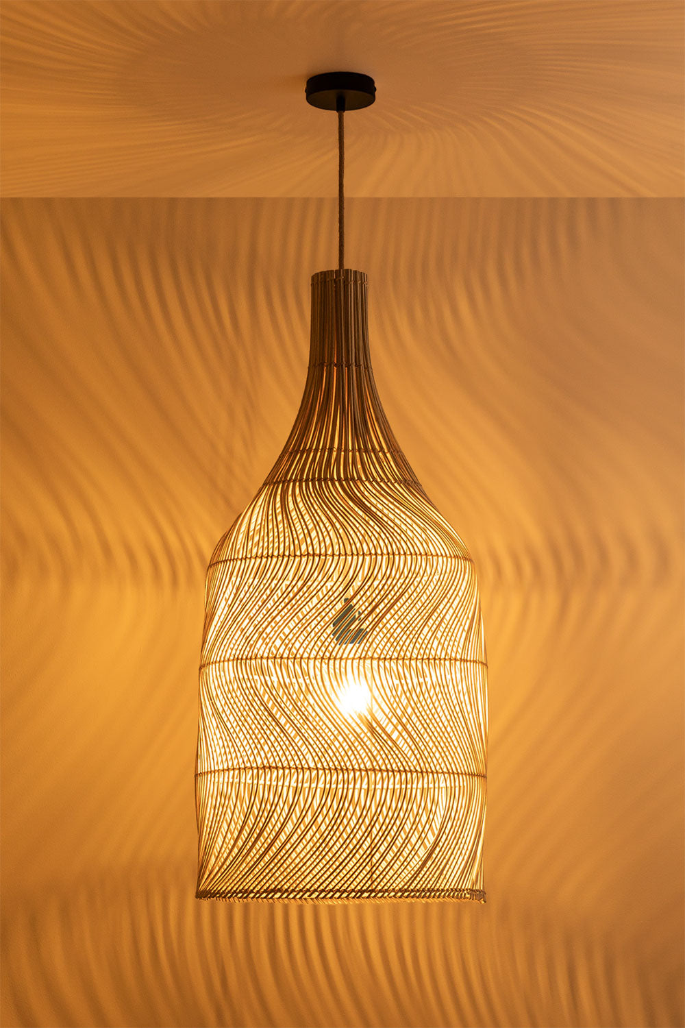 ROTANO outdoor hanging lamp, honey and black rattan