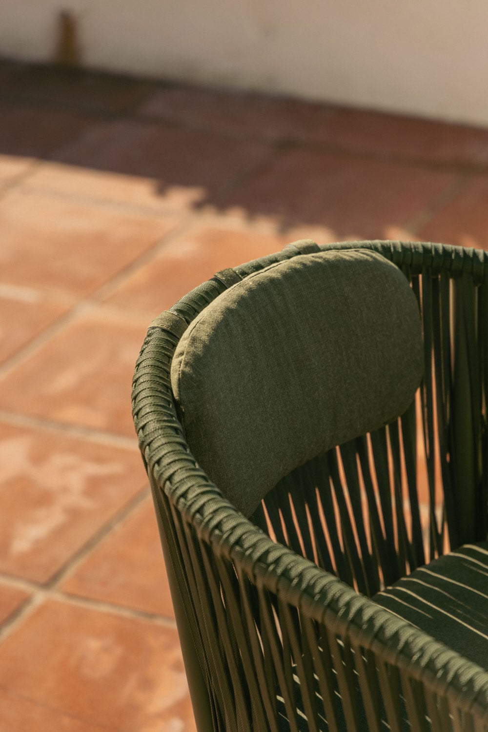 Outdoor chair VELANO with ropes, olive green