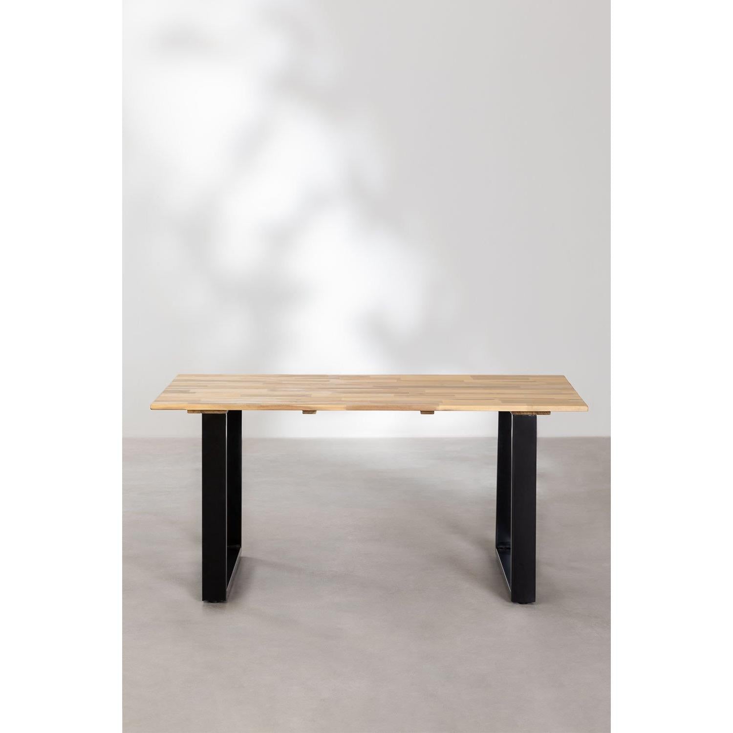 Lauko stalas MONICA, akacijos mediena, juodos kojos, 160x90 cm