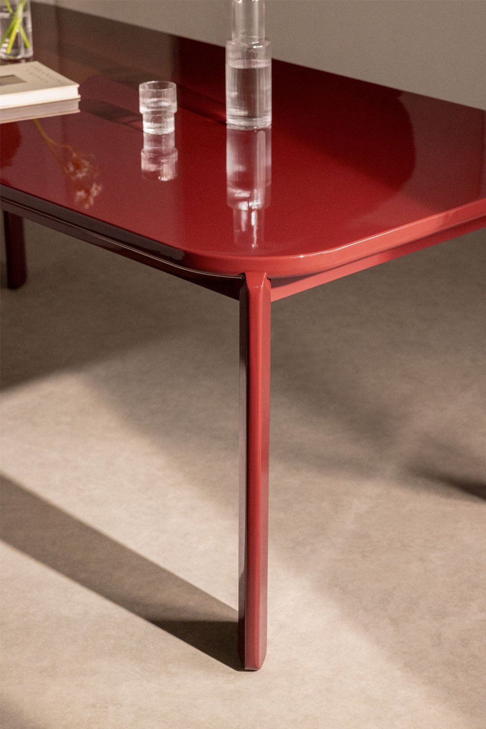 Valgomojo stalas GINERIA 200x100 cm, vyno raudonos spalvos