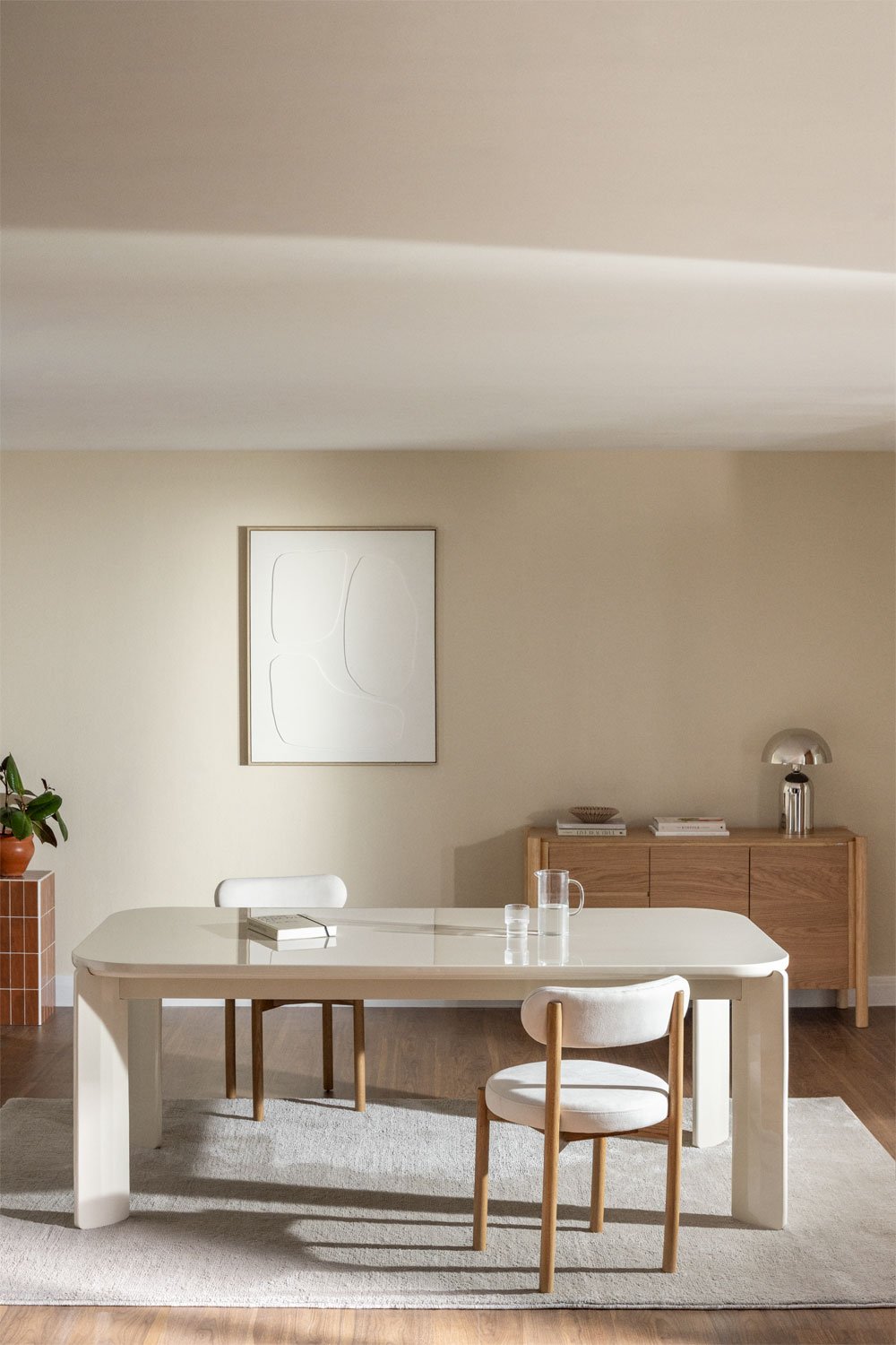 Valgomojo stalas GINERIA 200x100 cm, kremiškai rudos spalvos