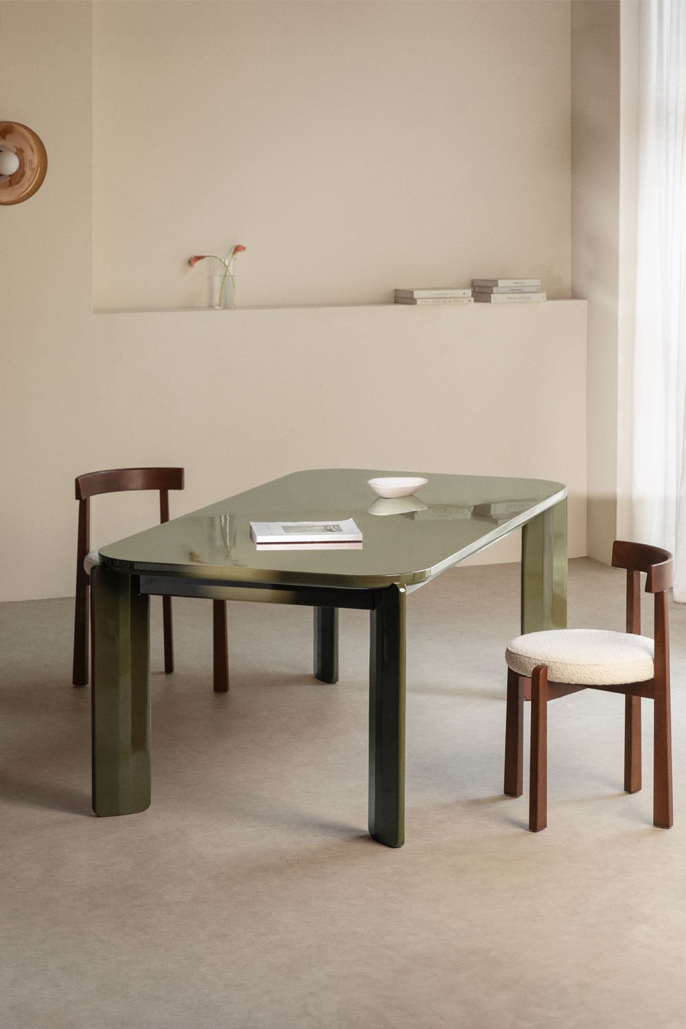 Valgomojo stalas GINERIA 200x100 cm, salotinės žalios spalvos