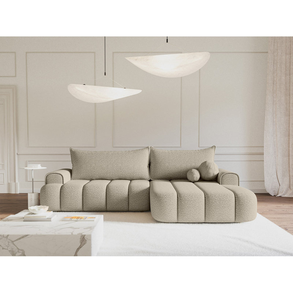 Kampinė sofa-lova DANDELINO, šviesiai smėlinė, dešinė