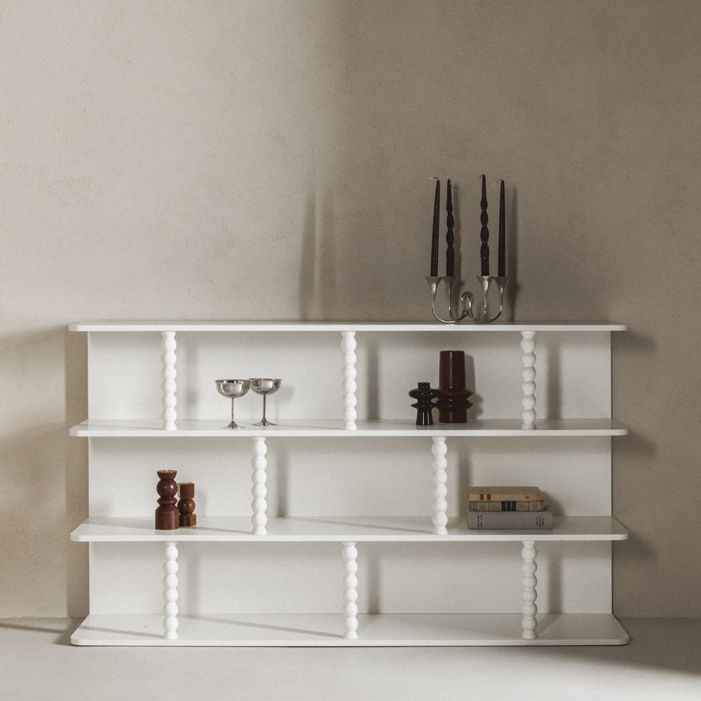 PRISME Display cabinet, low, white, ball catches