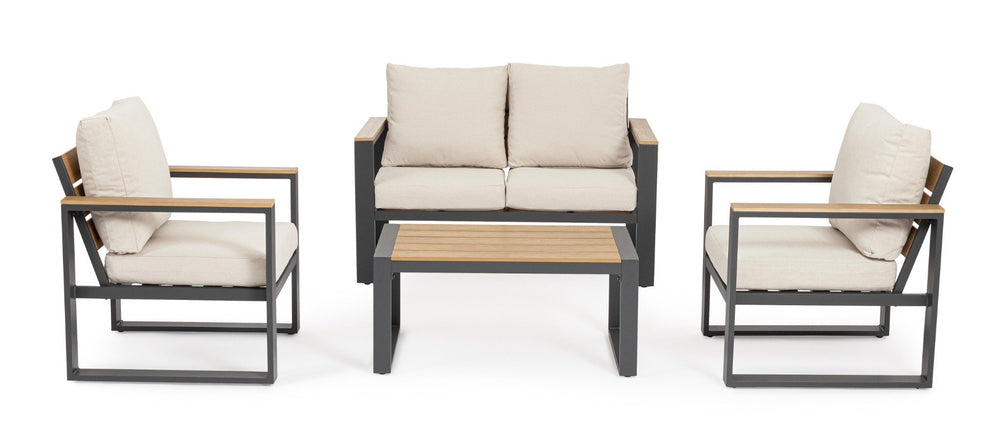 Lauko baldų komplektas LEANDRO ANTHRACITE/BEIGE, 4 dalių