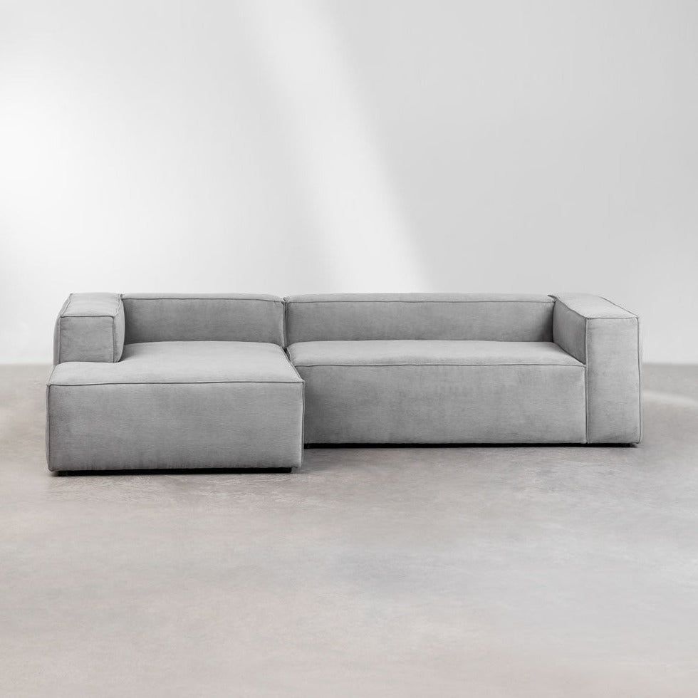 Kampinė sofa ALMA, kairė pusė, šviesiai pilka spalva, 301 cm