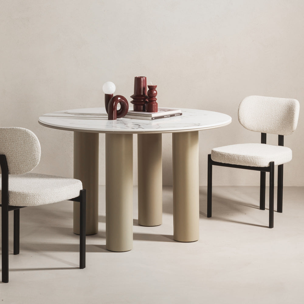 Round dining table GLORIA, marble/dark beige, 120 cm