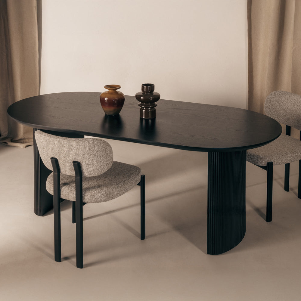 Dining table MATINE, black, knotty, 180 cm